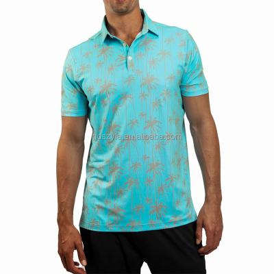 China Anti-wrinkle Custom Pattern Lightweight Polyester Spandex Blend Fabric Stretchy And Breathable Printed Golf Polo Shirt For Men for sale