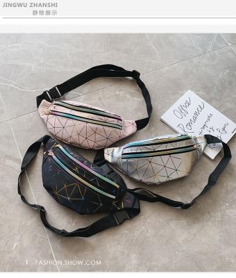 China Waterproof Holographic Waist Bags Pink Silver Geometric Chest Phone Pouch Fanny Pack Belt Bag Black Women 1 Dollar Backpack for sale