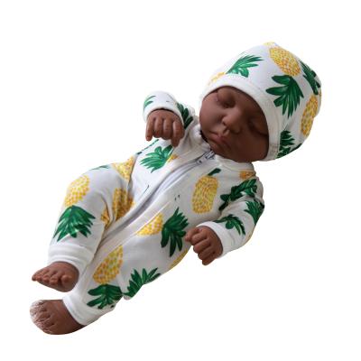 China PATTERN TOY Wholesale Newborn Toy Doll Girl Birthday Gift White Pineapple Pattern 10 Inch Black Skin Baby Clothes for sale