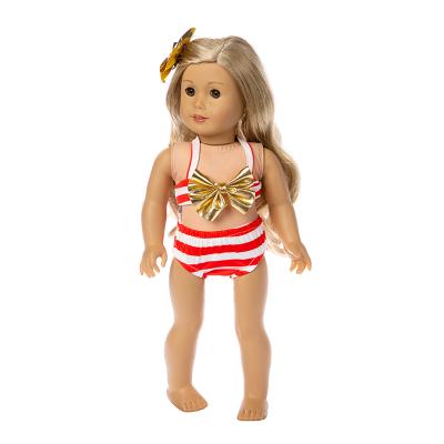 China 17/18inch dolls& 43-45cm Dolls 3pcs Cute Beach Outfit Doll Accessories Stripes Swimwear Swimwear Clothes For American Girl Doll 18 Inch Kids Toys for sale