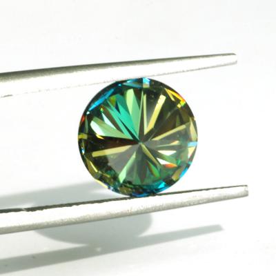 China Wholesale Colored Round Cut Moissanite 9MM 1CT 2CT 3CT Colored Game Or Fire Round Cut Bule Moissanite Green Diamond With GRA Certificate for sale