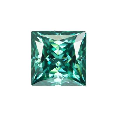 China Color Play or Hot Princess Cut 6x6 mm 1ct Moissanite Square Moissanite Diamond Stone Excellent Cut D Vvs Fire Gra Certificate Sale Green for sale