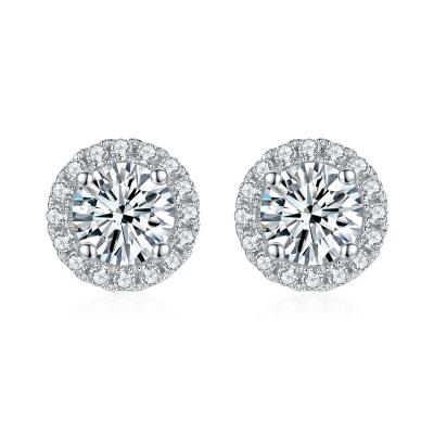 China Beautiful CLASSIC studs earring for women white gold shinnig around white moissanite diamond earings for women for sale