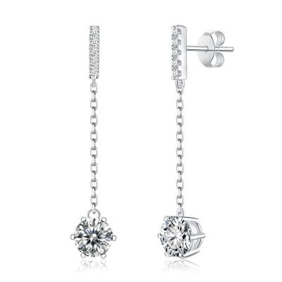 China 925 CLASSIC Luxury Silver Moissanite Drop Earrings Moissanite Dangle Earrings For Women for sale