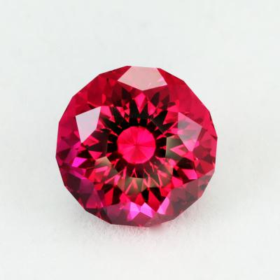 China High Quality Color Play or Fire Lab Created Hydrothermal Red Gemstone 3 Carat Round Cut Hydrothermal Red Loose Gemstone for sale