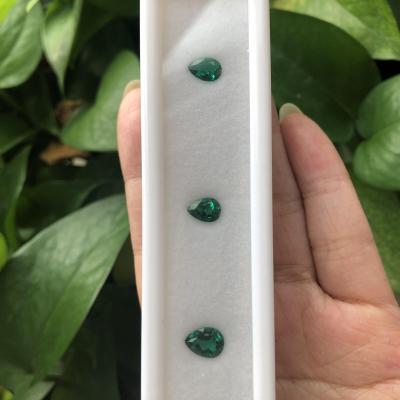 China Color Game Green or Fire Emeralds Developed in Lab Emeralds GRC Drop Shaped Certificate Synthetic Emeralds for sale