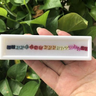 China Color Play or Fire Square Lab Created Princess Cut Colorful Rainbow Sapphire Corundum 3x3mm Gemstones for sale