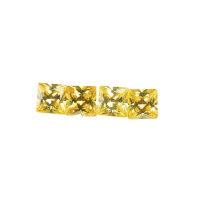 China Synthetic Gemstone Game Or Fire Color 7.5*7.5mm Canary Yellow Yellow Zircon Square Princess Cut Fancy Stone for sale