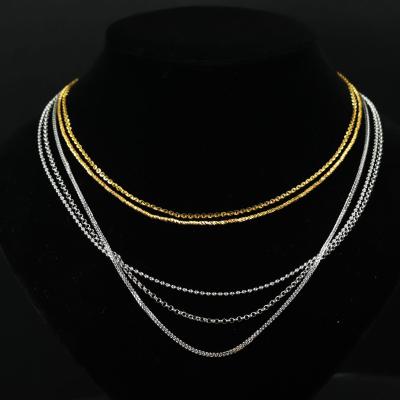 China CLASSIC Pure 14K White Gold Box Chain Simple Fashion Jewelry Wedding Men And Women Necklace for sale