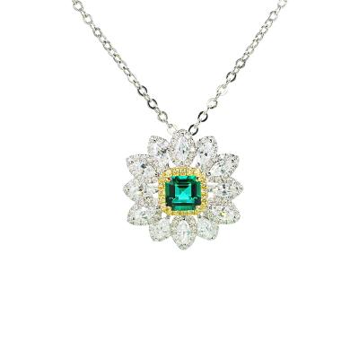 China High Quality Necklace Ring Set of 2021 CLASSICS Emerald Cut Gemstone Suit Rectangle for sale