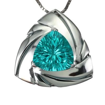 China CLASSIC hot sale triangle cut green moissanite s925 silver pendant pendant for sale