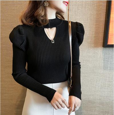 China Minority Design Upper Sense Bubble Sleeve Collar Half High Anti-pilling Based Shirt Women's Inner With Autumn And Winter Foreign Style for sale