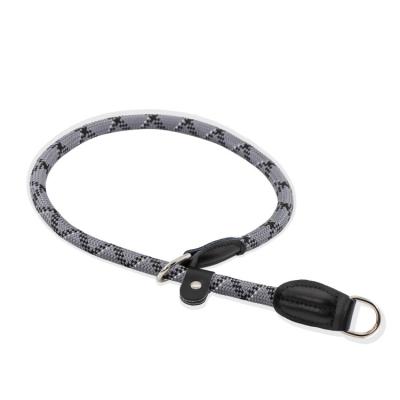 China Sustainable Reflective Leather P Type Dog Collar for sale