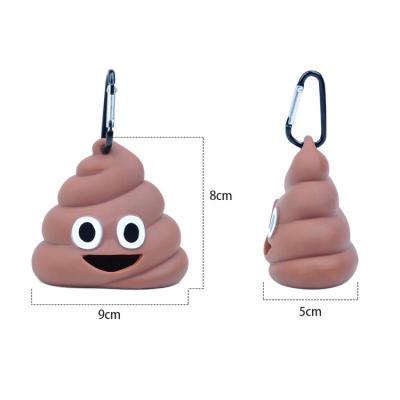 China Viable Silicone Creativity Dog Waste Bag Holder Poop Shaped Poop Bag Dispenser for sale