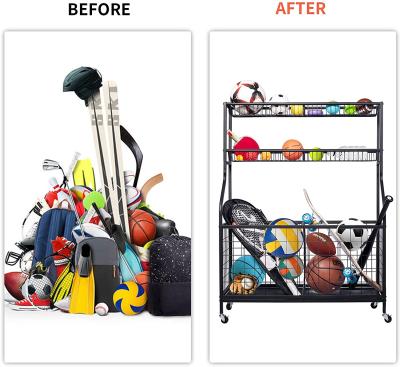 China Modern RM 3 Tier Basketball Football Volleyball Sports Merchandise Display Rack for sale