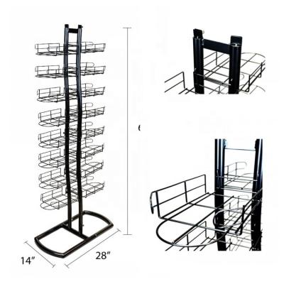 China Metal Grid Baseball Cap Tower Floor Hat Display With 16 Pockets for sale