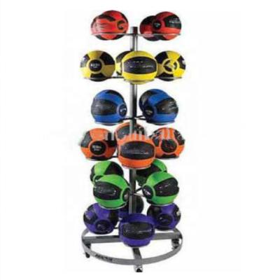 China Durable Metal Floor Football Stand Soccer Ball Holder Rolling Ball Rack Display for sale