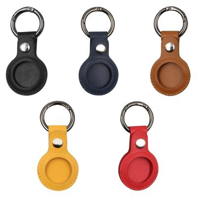 China Portable Anti-drop Protector Leather Airtag Case For Airtags Tracker Holder With Key Chain for sale