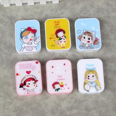 China Contract Glasses Storage Customized Cartoon 2 Pairs Cute Contact Lens Box Glass Mate Cosmetic Box for sale