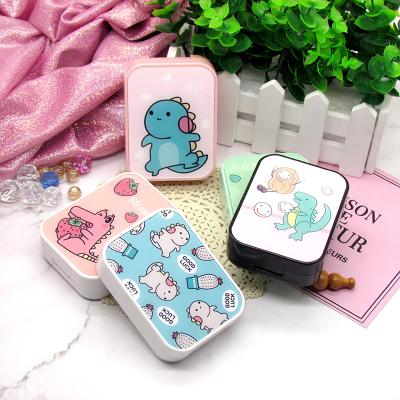 China Wholesale Contract Lenses Storage 2 Sets Portable Cute Design Cardboard Box Companion Cosmetic Contact Lens Case for sale