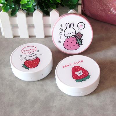 China Wholesale Design Round Portable Cosmetic Box Strawberry Box Contract Lenses Storage Mate Contact Glass Case for sale