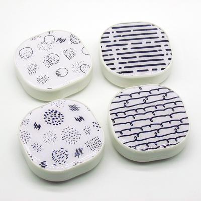 China Black And White Contact Lenses Storage Fashion Stripe Mate Box Portable Cosmetic Box Contact Lens Case for sale