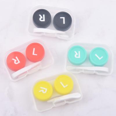 China Cute classic design solid color transparent contact lens lens case pp contact lens box set for sale