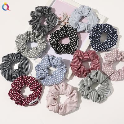 China Hair Decoration Fashion Fabric Leopard Dot and Stripe Hair Ties and Scrunchies Small with Zipper Satin Large Intestine Hair Tie for sale