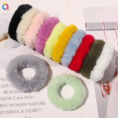 China New autumn and winter candy color hair decoration soft plush hair rope seamless rope large intestine soft hair ties and ring for sale