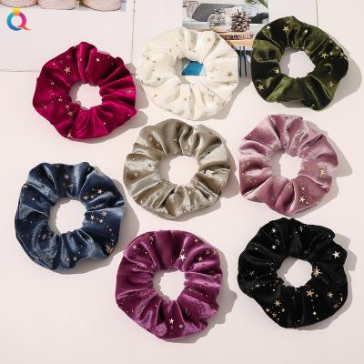 China Hair ties and hot tie Europe hair scrunchies gold velvet rhinestone hair decoration quality hair tie and South Korea flannel rhinestone hair ring for sale