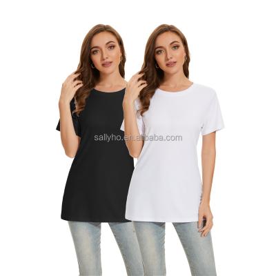 China Anti-wrinkle Wholesale Women's Plain O-Neck T-shirts Casual Fit Holiday Short Sleeve Shirts Customized Printed Pattern Women's T-shirts for sale