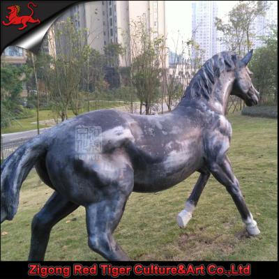 China Outdoor Playground Tiger Life Size Statue Red Fiberglass Horse Sculpture for sale