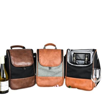 China Waterproof 2 Bottle Insulated Wine Bag and Wine Cooler Bag for Beach, Picnic Basket Cooler for sale