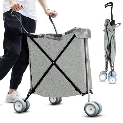 China Collapsible Collapsible Shopping Cart Trolley With Wheels Reusable Shopping Trolley For Supermarket for sale