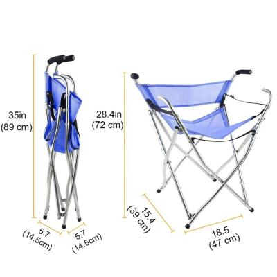 China Folding Contemporary Medical Walking Stick With Seat Four Legged Portable Travel Raising Cane Chair for sale