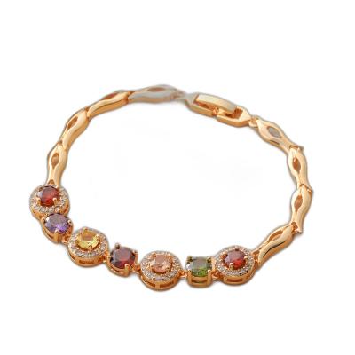 China Vintage New Year Bride Set Copper Electroplated 18K Gold Zircon Colored Bracelet Popular Niche Accessories in Fashion Jewelry Sets for sale