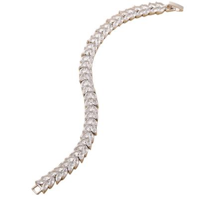 China TRENDY Copper-Electroplated Genuine Gold Zircon Silver Wheat Ear Bracelet Luxury Exaggerated Beginner String Holiday Fashion Jewelry for sale