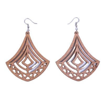 China TRENDY Gift-Ready Wooden Drop Earrings with Claw Setting Inlay for Women and Girls Made from Main Wood Material for Wedding Party for sale