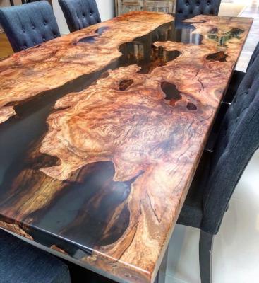 China Fashion Restaurant Table Home Furniture Epoxy Resin Wood Adjustable Table (Size) for sale