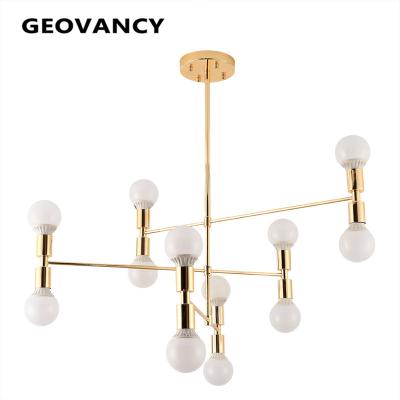 China Nordic Modern Gold Brass Metal Warehouse Mail Warehouse Lamp Chandelier Hanging Pendant Light For Home Decor for sale