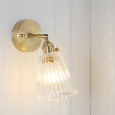 China Modern Glass Shade Through The Light Vintage Sconce Indoor Wall Mounted Light Lamps Gold Decor Copper Wall Light for sale