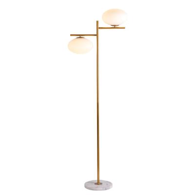 China Home Nordic Modern Metal Double Ball LED Floor Lamp E27 Gold Glass for sale