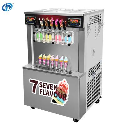 China Continuous Production Capacity 540 cups /70g Soft Serve Ice Cream Machine 7 Flavors Automatic Yogurt Icecream Maker for sale