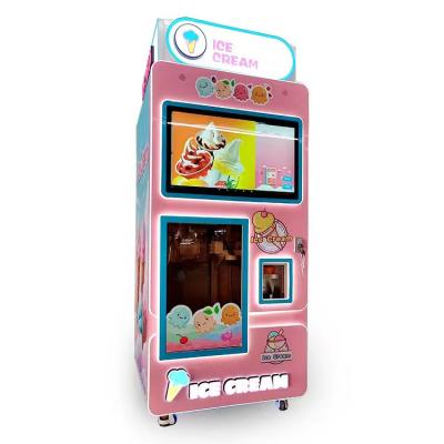 China Professional Automatic Soft Serve Ice Cream Vending Machine with Cup Volume 80-100g and Machine Size 900x900x2260mm for sale