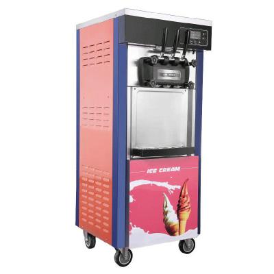 China Hotel Soft Serve Ice Cream Maker 22-28L/H Automatic 3 Flavor Commercial Ice Cream Machine for Business Yogurt Cones Hotel for sale