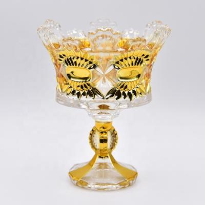 Κίνα Crown Glassware Algeria Azerbaijan Style Sustainable Bohemia Gass Gold Bowl With Stand προς πώληση