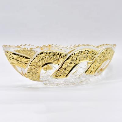 Chine Sustainable Fruit Bowls Gold Rim Glass Salad Bowls Dinnerware Oval Elegant Dessert Bowls Fruit Bowl à vendre