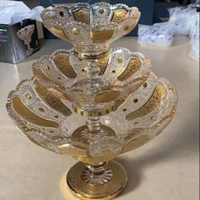 China New Sustainable Gold Plated Glass Bowl Bohemia Dish for sale