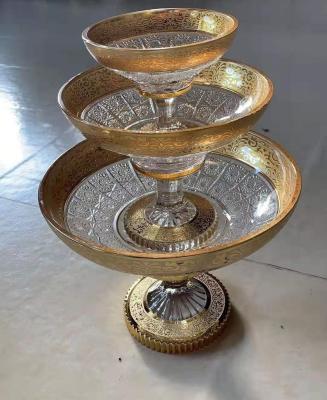 Cina Bohemia Viable Series Gold Plating Style Uzbekstan Popular Gold Glass Fruit Bowl in vendita