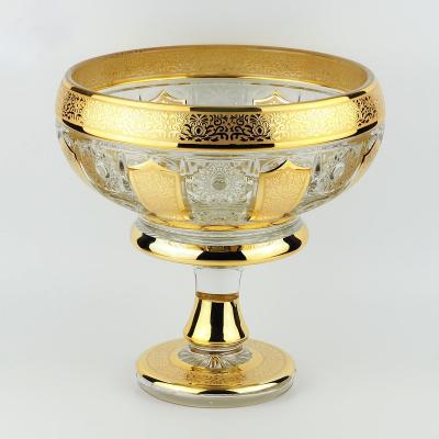 Cina High Sustainable Home Decoration Uzbekistan Bohemia Grade Drawing Plating Gold Color Glass Bowl Sets in vendita